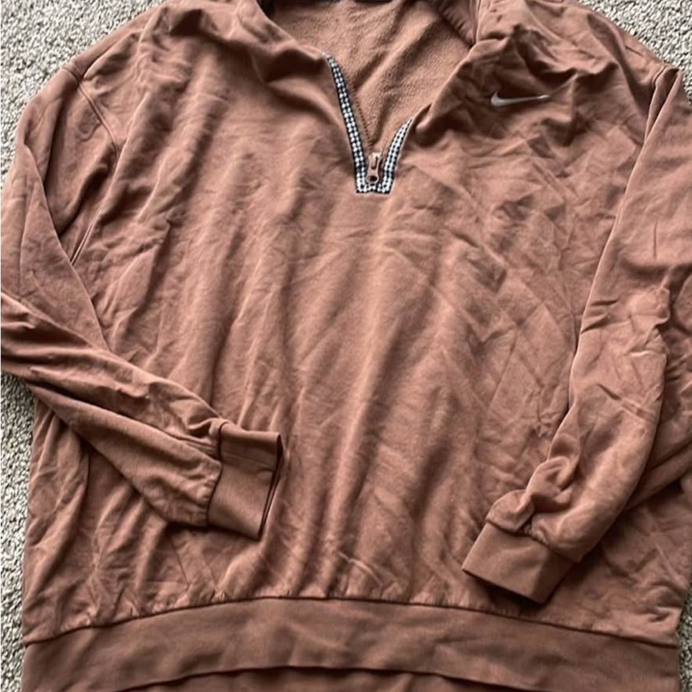 Nike Women Brown Quarter-Zip Sweater
